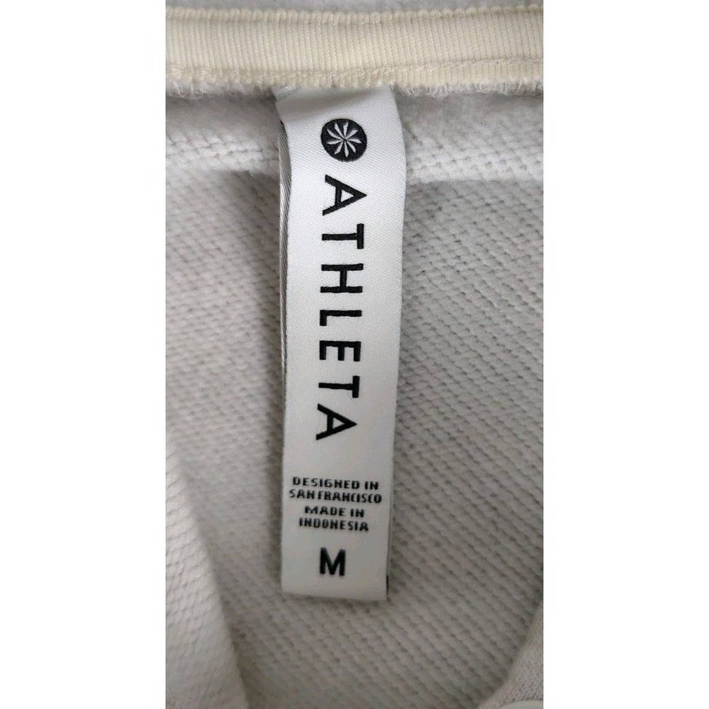 Athleta Mala Hoodie Dress  Pockets Soft Stretch Sweatshirt Terry Women's M Ivory - Picture 5 of 11